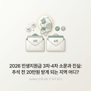 2026 민생지원금 3차·4차 소문과 진실: 추석 전 20만원 받게 되는 지역 어디? 2026 민생지원금 3차·4차 소문과 진실: 추석 전 20만원 받게 되는 지역 어디?