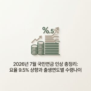 2026년 7월 국민연금 인상 총정리: 요율 9.5% 상향과 출생연도별 수령나이 2026년 7월 국민연금 인상 총정리: 요율 9.5% 상향과 출생연도별 수령나이